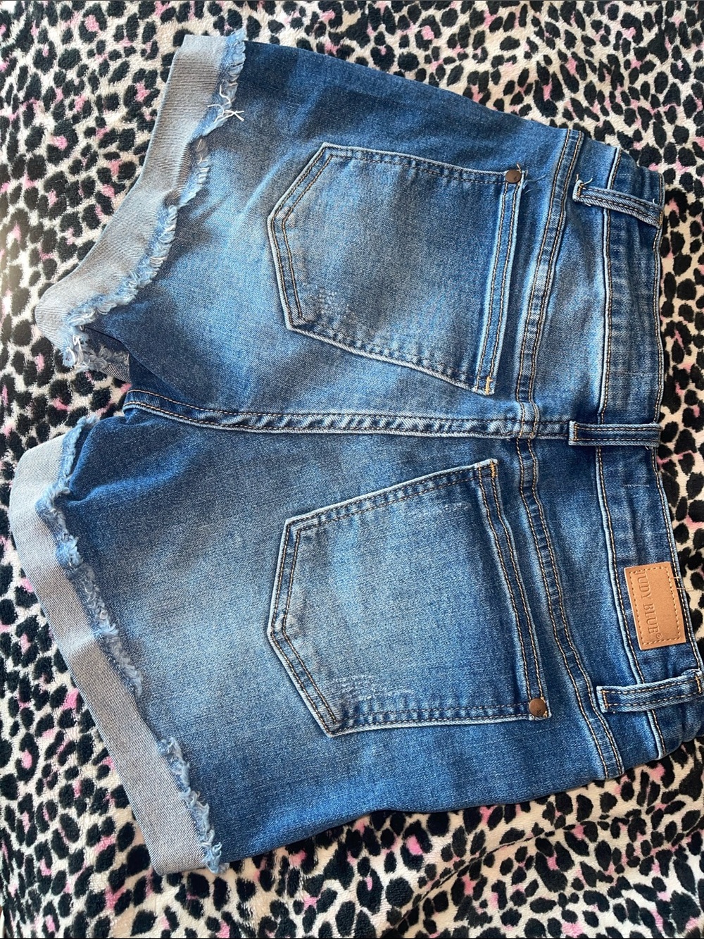 Judy Blue Blue Rolled Frayed Hem Denim Shorts